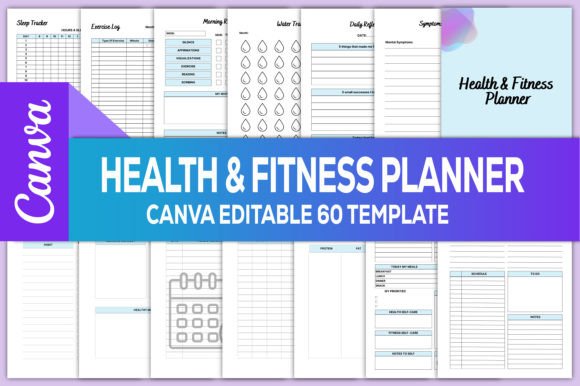 Download Health &amp; Fitness Planner Canva KDP - Fitness planner Collection