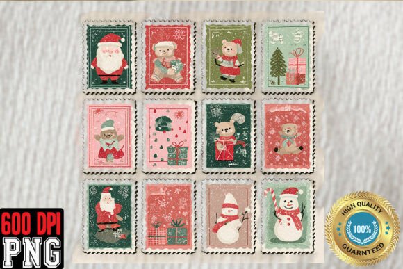 Download Christmas Postage Stamps PNG, Cute Retro - Premium Resources