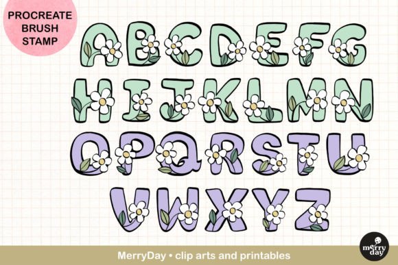 Download ABC Procreate Brush Stamp Flower Design - Design Collection