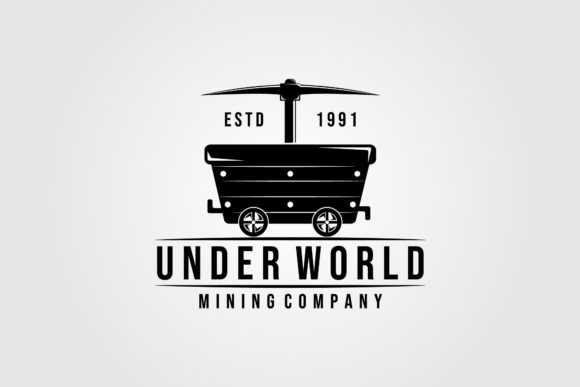 Download Mining Cart Logo Vector Vintage Design - Design Collection
