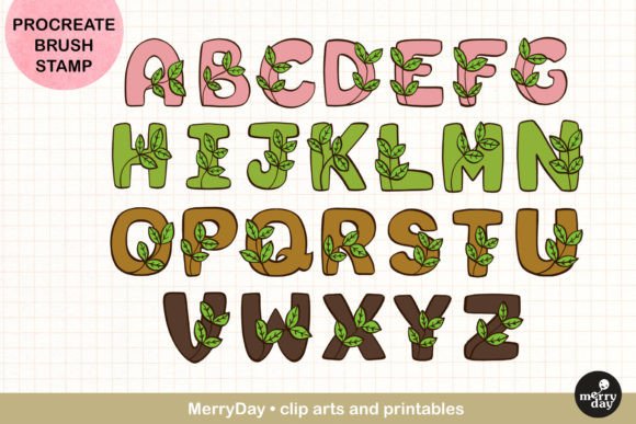 Download ABC Procreate Brush Stamp  Leaves Design - Design Collection